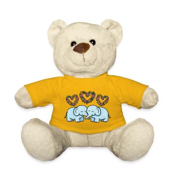 Duo Éléphant Cœurs Floraux - Nounours - jaune soleil - Devant