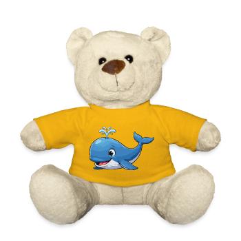Blue Whale Cartoon - Teddy Bear - sun yellow - Front