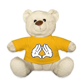 Hände Diamant Pyramide Dreieck Raute Comic Style  - Teddy - Sonnengelb - Vorne