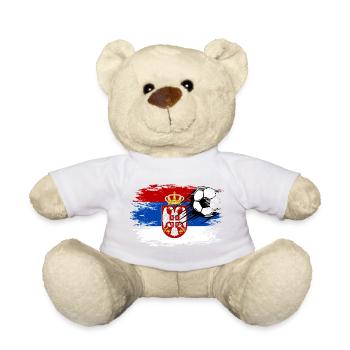 Serbien Flagge Fußball used - Teddy - Sonnengelb - Vorne