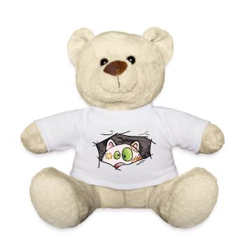 Cat looks out of the hole - cats - comic - Teddy Bear - sun yellow - Front