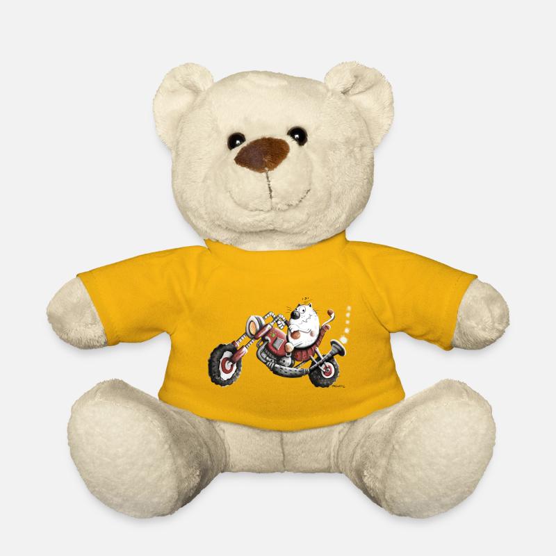 Katze Fährt Motorrad Schoppper  - Teddy - Sonnengelb