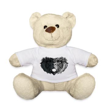 Portrait double lion en noir et blanc - Nounours - jaune soleil - Devant