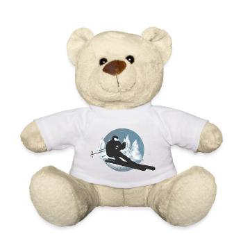 Skiers in the mountains on a winter holiday or sports - Teddy Bear - sun yellow - Front
