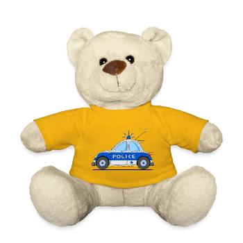 Voiture de Police Bleu - Nounours - jaune soleil - Devant
