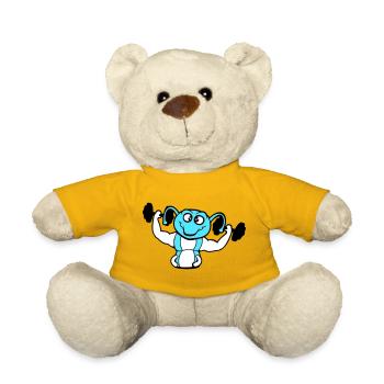 Caterpillar Bodybuilder Muscle Building Strong Fitness Gym - Teddy Bear - sun yellow - Front