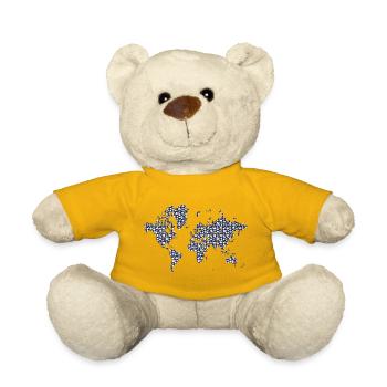 Weltkarte Schwarz-Weißes Blumendesign - Teddy - Sonnengelb - Vorne