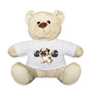 Pug Workout Bodybuilding Dog Fan Fitness Strong - Teddy Bear - sun yellow - Front