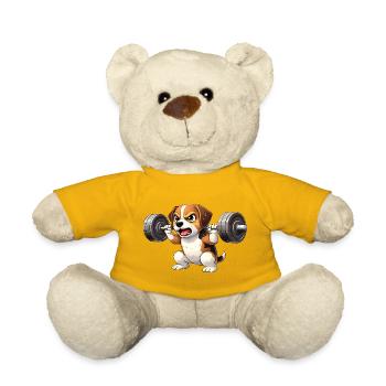 Beagle Workout Bodybuilding Barbell Training Motif - Teddy Bear - sun yellow - Front