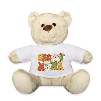 Groovy Mama Retro Flower Typography - Teddy Bear - sun yellow - Front