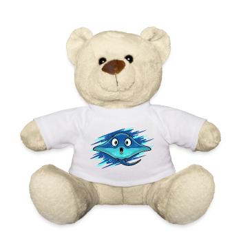 Kawaii Manta Smile Blue - Teddy Bear - sun yellow - Front
