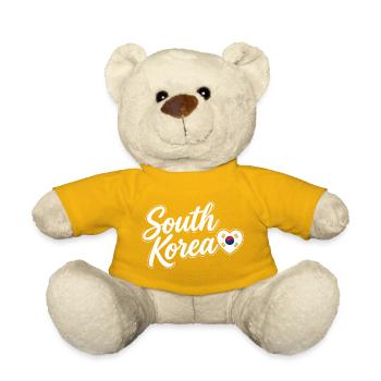 South Korea Script with Flag Heart Love - Teddy Bear - sun yellow - Front