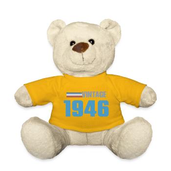 Tee 80 Ans Space Né(e) 1946 - Nounours - jaune soleil - Devant
