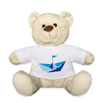 kleines Papierschiffchen im Wasser mit Flagge - Teddy - Sonnengelb - Vorne