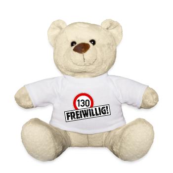 Tempo 130 FREIWILLIG! Tempolimit Aufkleber - Teddy - Sonnengelb - Vorne