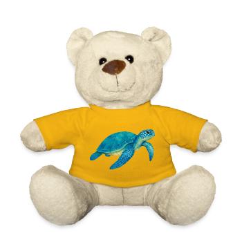 Blue Sea Turtle Watercolor - Teddy Bear - sun yellow - Front
