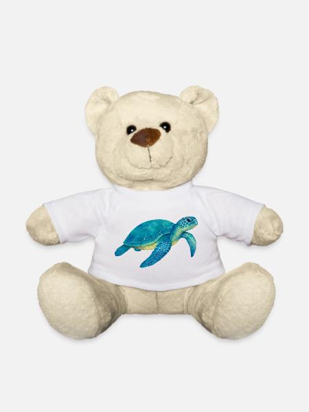 Blaue Meeresschildkröte Aquarell - Teddy - Sonnengelb