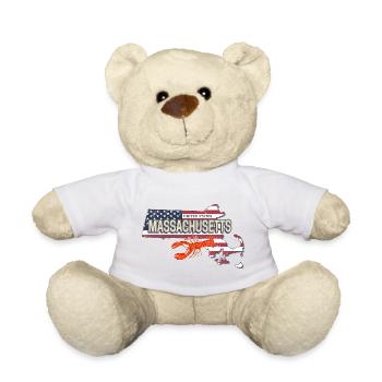 Massachusetts United States and USA Souvenir - Teddy Bear - sun yellow - Front