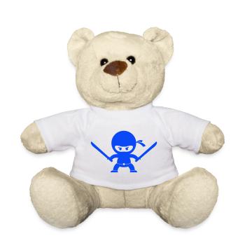 Ninja bleu avec deux épées - Nounours - jaune soleil - Devant