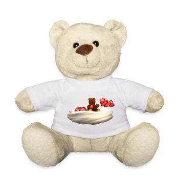 Bear flies on cloud with hearts - Teddy Bear - sun yellow - Front