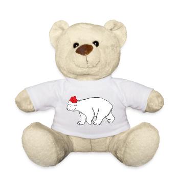 Eisbär mit roter Nikolausmütze Winter Weihnachten  - Teddy - Sonnengelb - Vorne