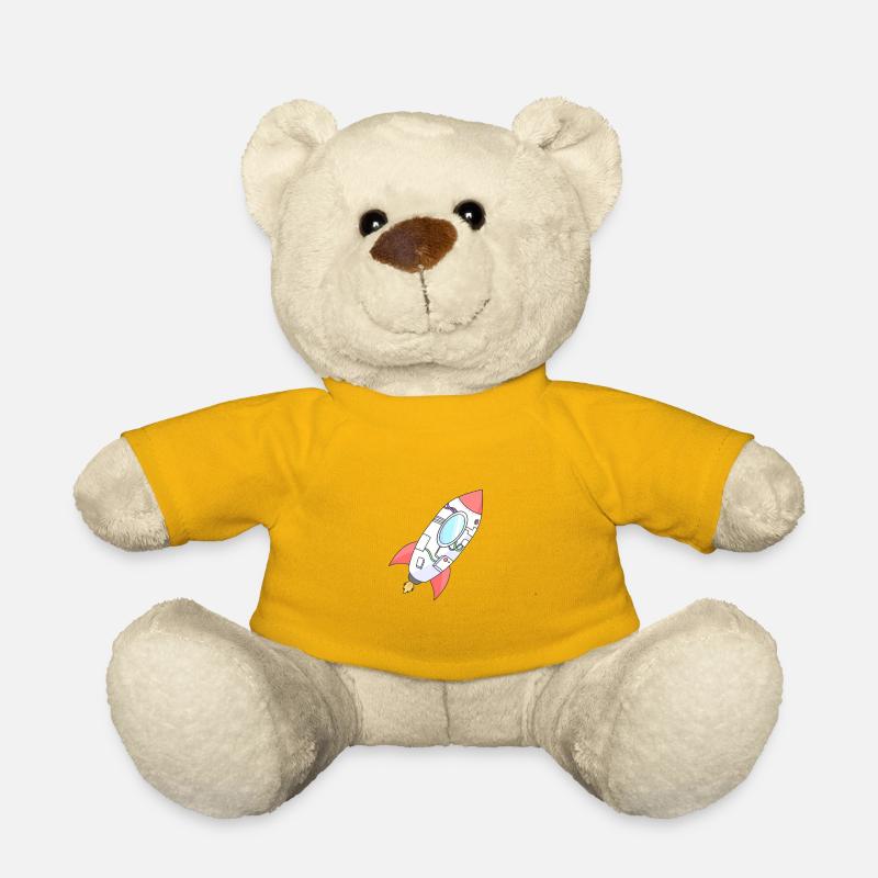 Colorful rocket in orbit - Teddy Bear - sun yellow