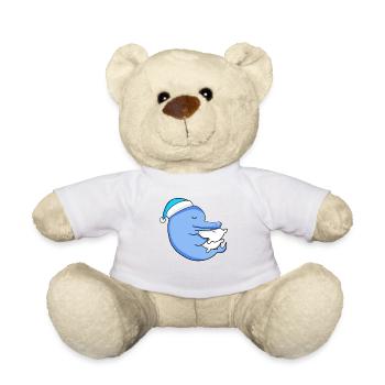 Delfin mit Kissen und Schlafmütze - Teddy - Sonnengelb - Vorne