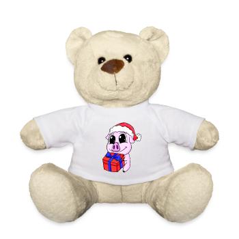 Cochon mignon avec cadeau - Noël - Nounours - jaune soleil - Devant