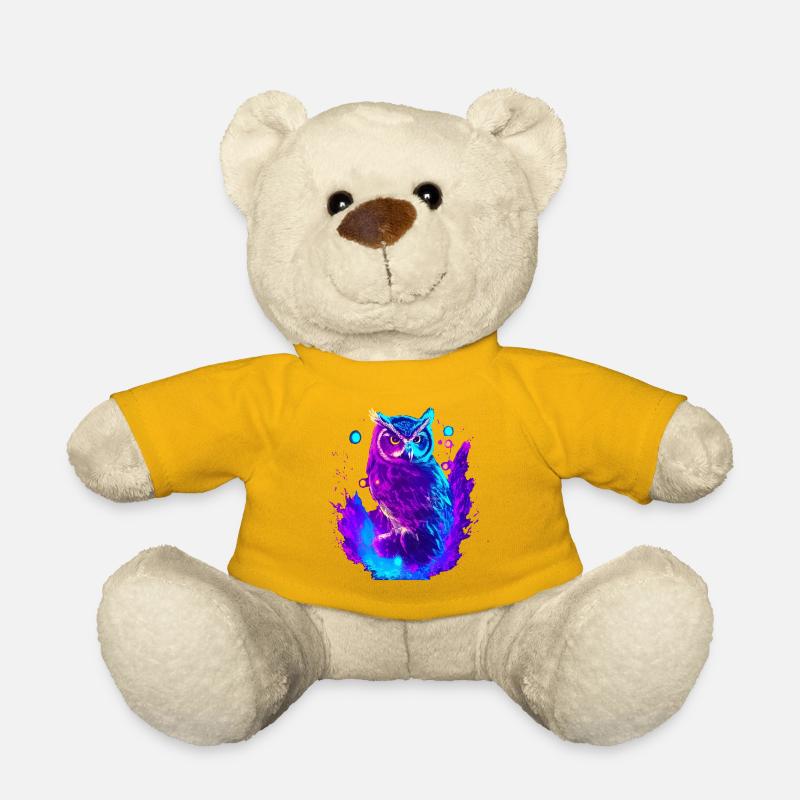 Eule Uhu Waldkauz Neon - Teddy - Sonnengelb