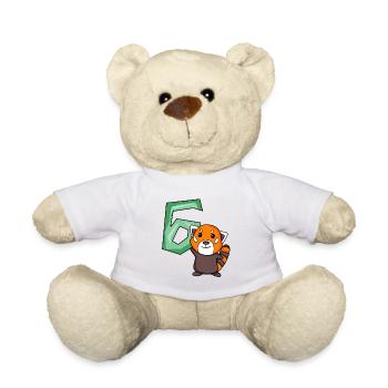 6. Geburtstag Motiv Roter Panda - sechs Jahre alt - Teddy - Sonnengelb - Vorne