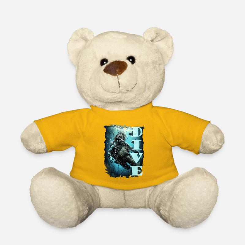 Diver with fish and lettering - Teddy Bear - sun yellow
