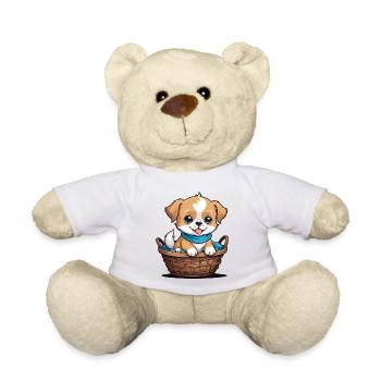 Chien mignon dans un panier pour chien - Nounours - jaune soleil - Devant