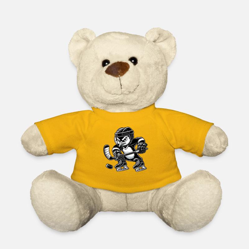 Lustiger Pinguin spielt Eishockey Hockeyspieler  - Teddy - Sonnengelb