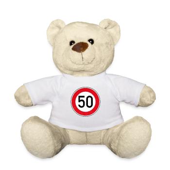 50th Birthday Sign Speed Limit Gift Tempo 50 - Teddy Bear - sun yellow - Front