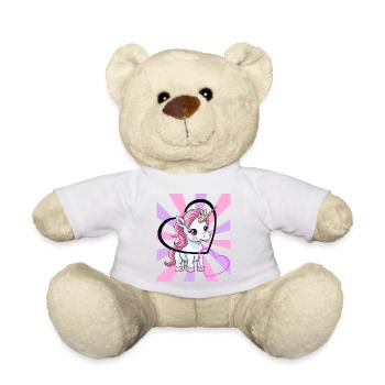 Einhorn Valentin Herz Teenie Pferd Kinder Herzen - Teddy - Sonnengelb - Vorne