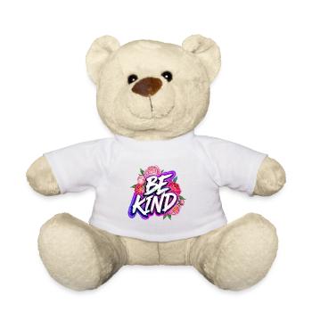 Be Kind Pfingstrose Floral Neon Glow Schriftzug - Teddy - Sonnengelb - Vorne