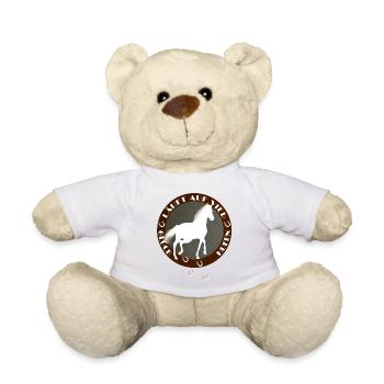 Galopperndes Pferd mit Hufeisen - Glücksbringer - Teddy - Sonnengelb - Vorne