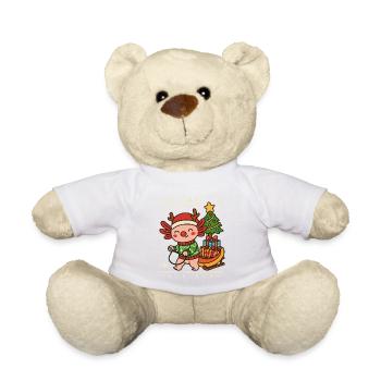 Axolotl Weihnachten – Mit Schlitten & Geschenken - Teddy - Sonnengelb - Vorne