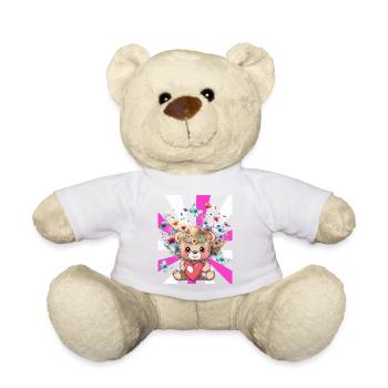 Teddy Teddybär Retro Blumen Sommer Kinder Herz - Teddy - Sonnengelb - Vorne