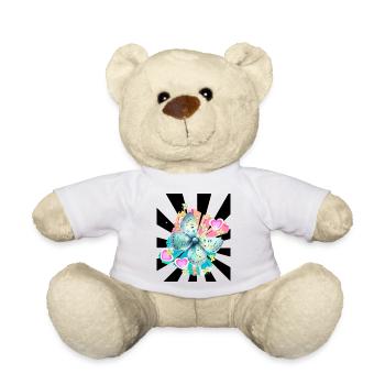 Soft Blue Butterfly Insect Retro - Teddy Bear - sun yellow - Front