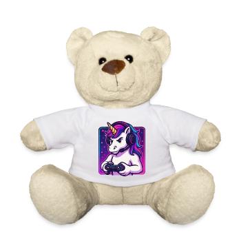 Neon Einhorn Gamer - Teddy - Sonnengelb - Vorne
