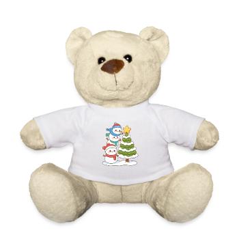 Verschneites Trio und Tannenbaum-Charme - Teddy - Sonnengelb - Vorne