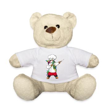 Funny Dabbing Unicorn Chef Cheficorn Culinary Cook - Teddy Bear - sun yellow - Front