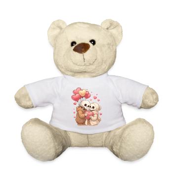 Couple squelette douillet avec ballons en forme de cœur – Amour - Nounours - jaune soleil - Devant