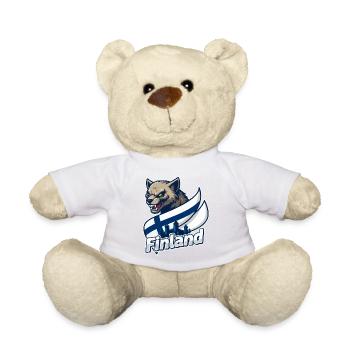 Finnland Wolf mit finnischer Flagge - Teddy - Sonnengelb - Vorne