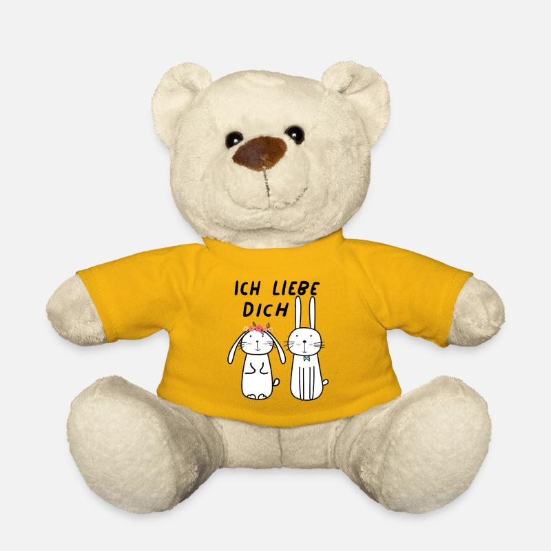Je vous aime, beau couple de lapins mignons - Nounours - jaune soleil