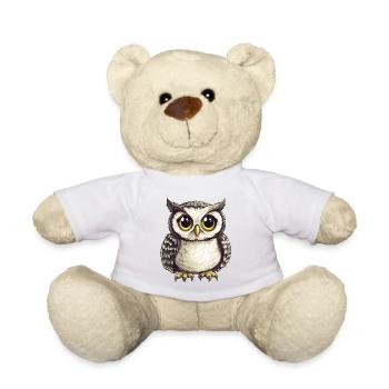 Nachtwald Eulenillustration mit großen Augen - Teddy - Sonnengelb - Vorne