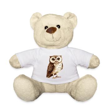 Tawny Owl Illustration in Warm Brown Tones - Teddy Bear - sun yellow - Front