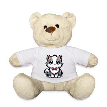 Kuschelkätzchen mit roter Fliege - Teddy - Sonnengelb - Vorne