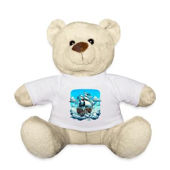 Navire pirate au-dessus d’une mer de nuages - Nounours - jaune soleil - Devant